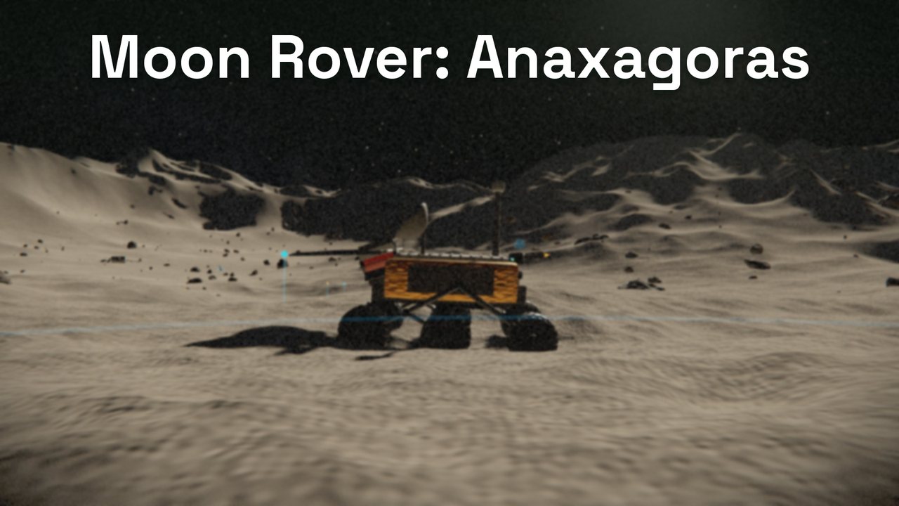 Moon Rover: Anaxagoras: a six-wheeled rover on grey lunar ground under a black sky
